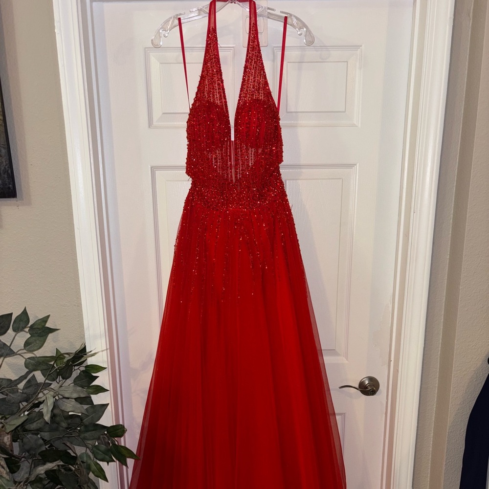 Red beaded gown